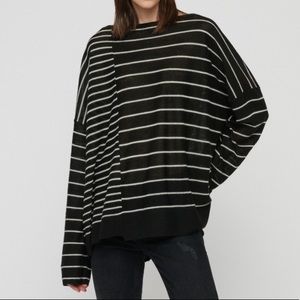 NWT All Saints Cali Striped Pullover Black